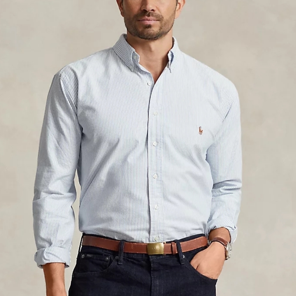Ralph Lauren Striped Oxford Shirt Button Up Blue And White